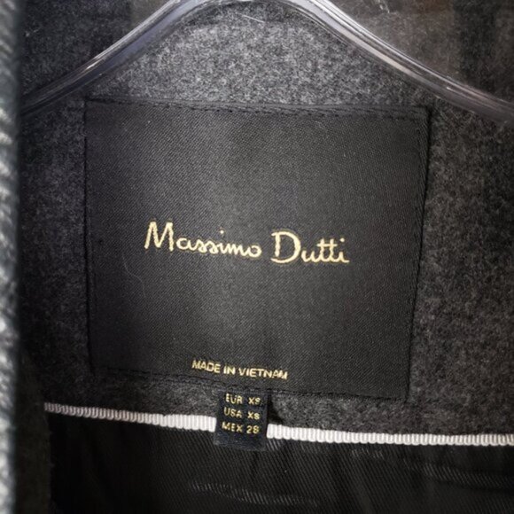 Massimo Dutti Puffer Vest Snap Buttons size XS Black/ Gray Leather Trim - Picture 4 of 15